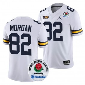 Michigan Wolverines 2024 Rose Bowl Semaj Morgan #82 White Men's College Football Playoff Jersey