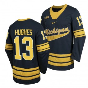 Michigan Wolverines T.J. Hughes College Hockey Navy #13 Jersey 2023-24