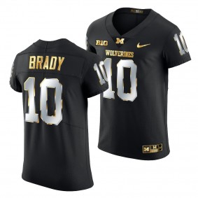 Tom Brady #10 Michigan Wolverines Black Golden Edition Jersey NFL Alumni MVP