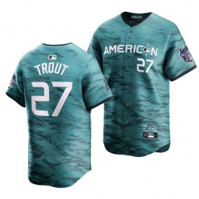 2023 MLB All-Star Game Mike Trout American League Limited Player Teal Jersey Men #27