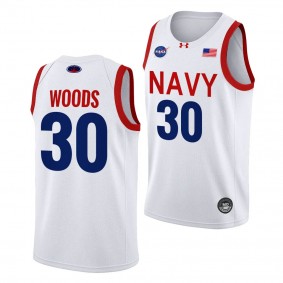 Navy Midshipmen Mike Woods NASA-Themed Basketball uniform White #30 Jersey 2023-24