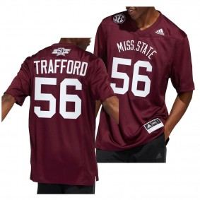 Dowsing x Bell 50 Year Mississippi State Bulldogs Archer Trafford #56 Maroon Men's Football Premier Strategy Jersey
