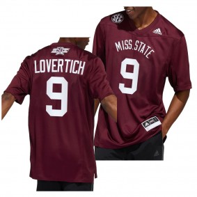Dowsing x Bell 50 Year Mississippi State Bulldogs Chance Lovertich #9 Maroon Men's Football Premier Strategy Jersey