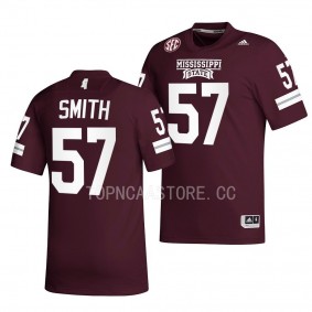 2022 Egg Bowl Champs Cole Smith Mississippi State Bulldogs #57 Maroon Premier Football Jersey Men's