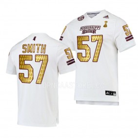 Mississippi State Bulldogs 2022 Egg Bowl Champions Cole Smith #57 White Men's Gold Jersey