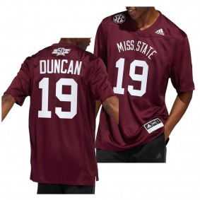 Dowsing x Bell 50 Year Mississippi State Bulldogs Collin Duncan #19 Maroon Men's Football Premier Strategy Jersey
