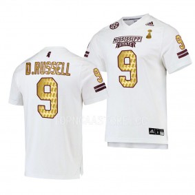 Mississippi State Bulldogs 2022 Egg Bowl Champions De'Monte Russell #9 White Men's Gold Jersey