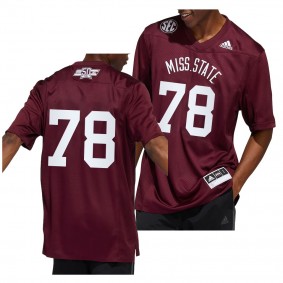 Dowsing x Bell 50 Year Mississippi State Bulldogs #78 Maroon Men's Football Premier Strategy Jersey