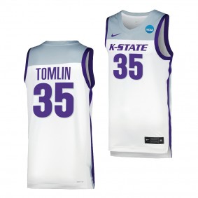 Nae'Qwan Tomlin White 2023 NCAA March Madness Kansas State Wildcats Mens Basketball Jersey