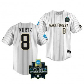 Nick Kurtz Wake Forest Demon Deacons #8 White 2023 College World Series NCAA Baseball Jersey