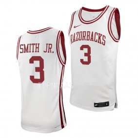 Nick Smith Arkansas Razorbacks #3 White College Basketball Jersey 2022-23 Replica
