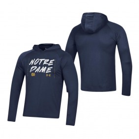Notre Dame Fighting Irish Under Armour On Court Shooting Long Sleeve Hoodie T-Shirt Navy