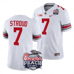 Ohio State Buckeyes C.J. Stroud Jersey 2022 Peach Bowl White #7 College Football Playoff Men's Shirt