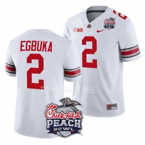Ohio State Buckeyes Emeka Egbuka Jersey 2022 Peach Bowl White #2 College Football Playoff Men's Shirt