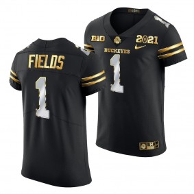 Ohio State Buckeyes Justin Fields 2021 College Football Playoff Championship Black Golden Authentic Jersey
