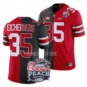 Ohio State Buckeyes 2022 Peach Bowl Tommy Eichenberg #35 Black Scarlet Men's Split Edition Jersey