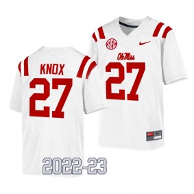 Jalen Knox Ole Miss Rebels College Football White Men Game 27 Jersey 2022-23