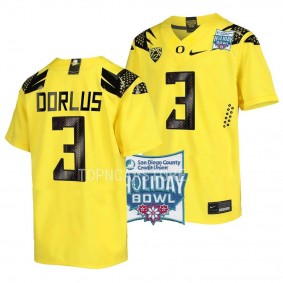 Brandon Dorlus Oregon Ducks Yellow 2022 Holiday Bowl Alternate Football Jersey
