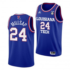 Paul Millsap #24 Louisiana Tech Bulldogs College Basketball Away Jersey Blue