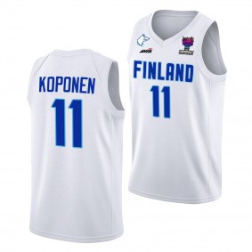 FIBA EuroBasket 2022 Finland Petteri Koponen Home White #11 Jersey