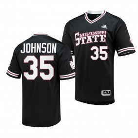 Preston Johnson Mississippi State Bulldogs #35 Black College Baseball Replica V-Neck Jersey