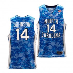 UNC Tar Heels Puff Johnson Carrier Classic Veterans Day Basketball uniform Blue #14 Jersey 2022