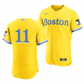 Rafael Devers Boston Red Sox #11 Gold Light Blue City Connect Authentic Jersey