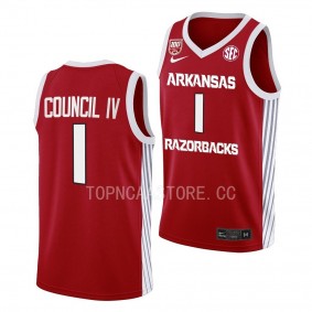 Arkansas Razorbacks Ricky Council IV Red #1 100 Season Jersey 2022-23 College Basketball