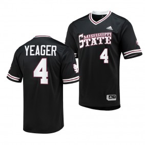 RJ Yeager Mississippi State Bulldogs #4 Black College Baseball Replica V-Neck Jersey
