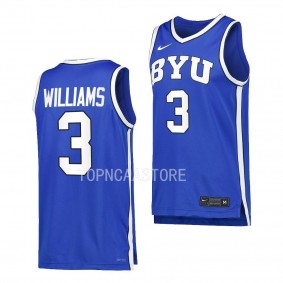 BYU Cougars Rudi Williams Royal #3 Replica Jersey College Basketball