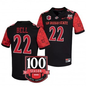Greg Bell San Diego State Aztecs 100th Season Patch Black Football 22 Jersey Men