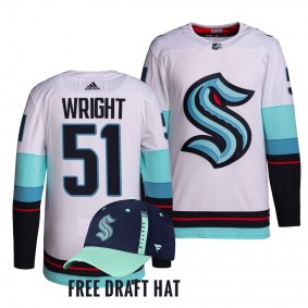 2022 NHL Draft Shane Wright Kraken #51 White Authentic Primegreen Jersey