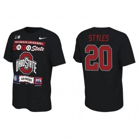 Sonny Styles Ohio State Buckeyes Black College Football Playoff 2022 Peach Bowl Illustrated T-Shirt