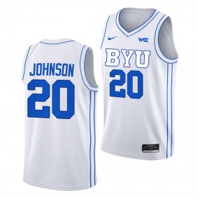 BYU Cougars Spencer Johnson White #20 Jersey 2022-23 College Basketball