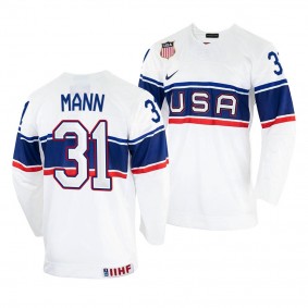 Strauss Mann USA Hockey 2022 IIHF World Championship White Home Jersey #31