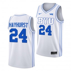 BYU Cougars Tanner Hayhurst White #24 Jersey 2022-23 College Basketball