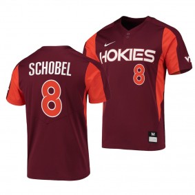 Tanner Schobel Virginia Tech Hokies #8 Maroon College Baseball 2-Button Jersey