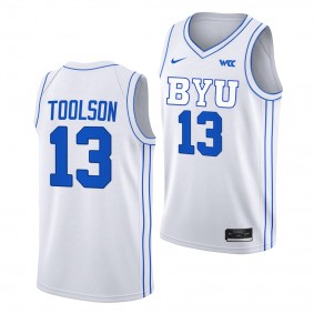 BYU Cougars Tanner Toolson White #13 Jersey 2022-23 College Basketball