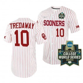 Tanner Tredaway Oklahoma Sooners #10 White 2022 College World Series Baseball Jersey