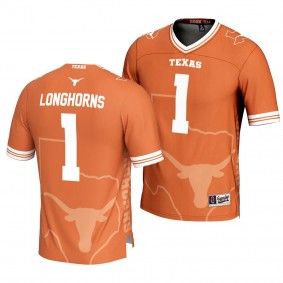 Texas Longhorns Icon Print #1 Orange Men's Football Fashion Jersey