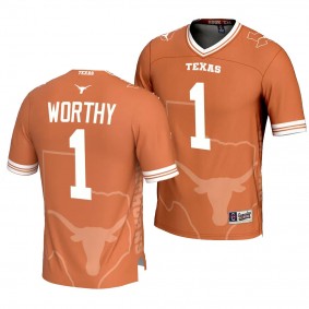 Texas Longhorns #1 Xavier Worthy Icon Print Orange Football Fashion Jersey Men's