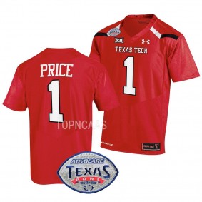 2022 Texas Bowl Myles Price Texas Tech Red Raiders #1 Red Football Jersey Men's