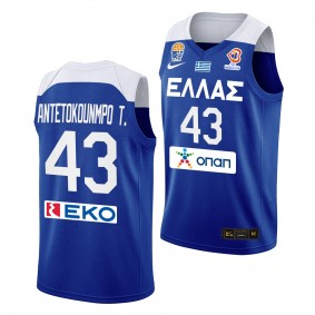 FIBA Basketball World Cup 2022 Greece Thanasis Antetokounmpo European Qualifiers Blue #43 Jersey