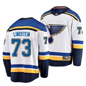 2023 NHL Draft Theo Lindstein St. Louis Blues #73 White Away Breakaway Player Jersey