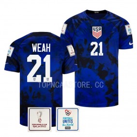Timothy Weah USMNT #21 FIFA World Cup 2022 Blue Qatar Jersey