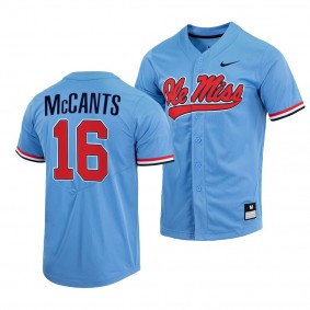 Ole Miss Rebels TJ McCants 2022 College Baseball Full-Button Blue #16 Jersey