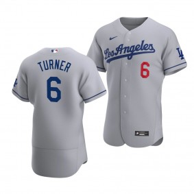 Trea Turner Los Angeles Dodgers #6 Gray Authentic Road Jersey