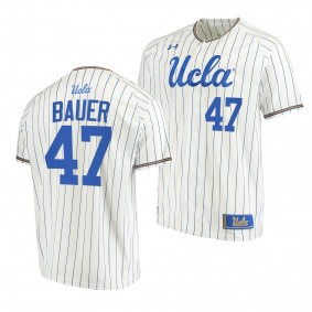 Trevor Bauer UCLA Bruins #47 White College Baseball Stripes Jersey