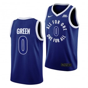 Xavier Musketeers All For One Trey Green #0 Blue Basketball Jersey Men's