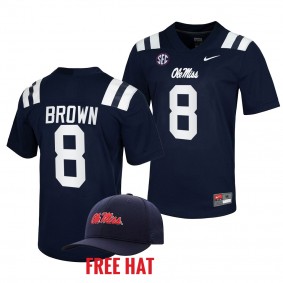 Ole Miss Rebels Troy Brown 2022-23 Untouchable Game Navy Jersey Free Hat